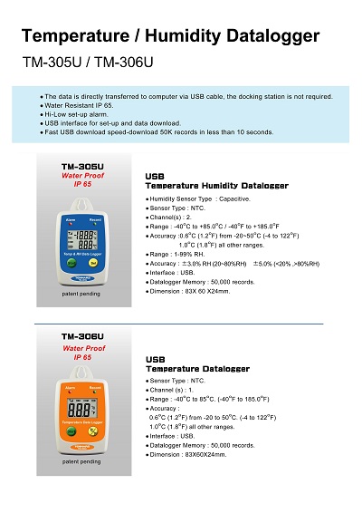 TM-305U-306UTemperature / Humidity Datalogger